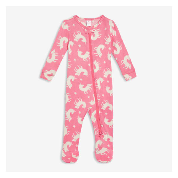 Baby Girls' Double Zip Footed Jersey Sleeper - Dark Pink